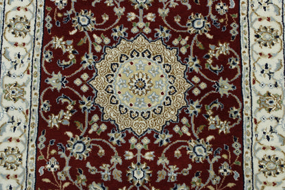 Traditional Fine Nain Wool/silk Hand Knotted Rug 2.6X20.0 -w20245