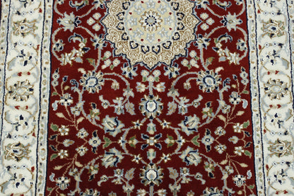 Traditional Fine Nain Wool/silk Hand Knotted Rug 2.6X20.0 -w20245