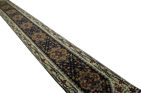 Tribal Heriz Wool Hand Knotted Rug 2.6x20.0 -w20326