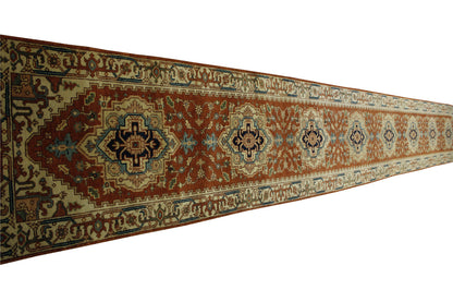 Tribal Indo Heriz Wool Hand Knotted Rug 2.6x20.0 -w20073