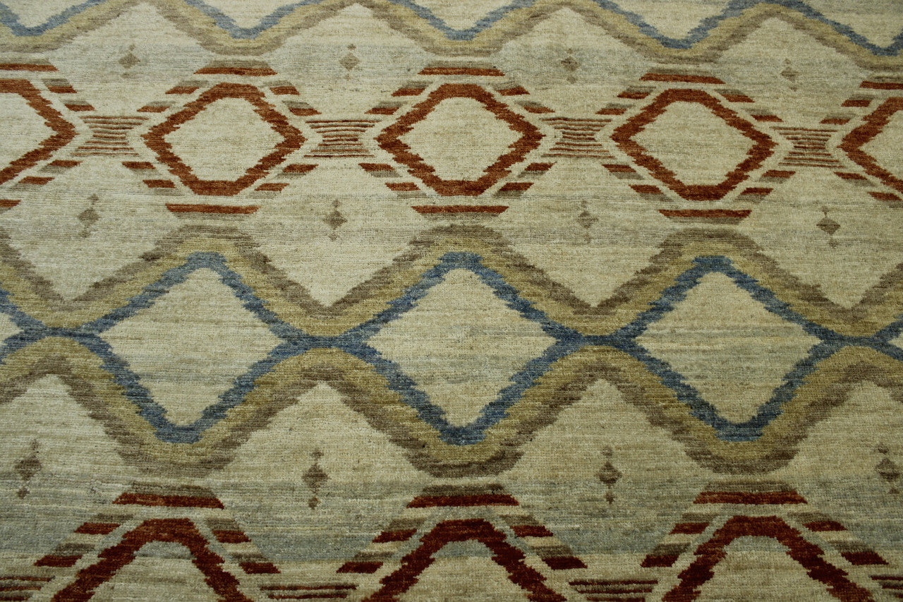 Tribal Morrocan Design Wool Hand Knotted Rug 8.0x10.0 - w5114
