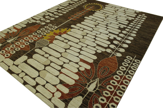 Tribal Arts & Crafts Design Wool Hand Knotted Rug 8.0x10.0 - w5101