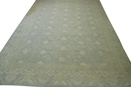 Oushak Whitewash Chobie Wool Hand Knotted Rug 12.0X18.0 - w5119