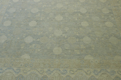 Oushak Whitewash Chobie Wool Hand Knotted Rug 12.0X18.0 - w5119