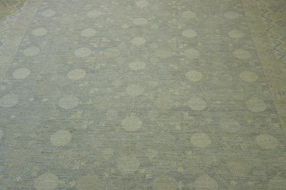 Oushak Whitewash Chobie Wool Hand Knotted Rug 12.0X18.0 - w5119