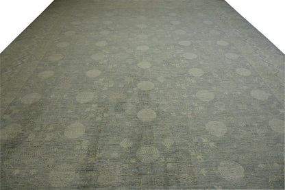 Oushak Whitewash Chobie Wool Hand Knotted Rug 12.0X18.0 - w5119