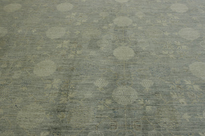 Oushak Whitewash Chobie Wool Hand Knotted Rug 12.0X18.0 - w5119