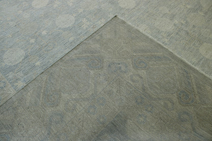 Oushak Whitewash Chobie Wool Hand Knotted Rug 12.0X18.0 - w5119