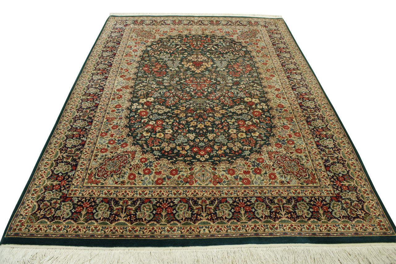 Traditional Kerman Wool Hand Knotted Rug 6X9 - w3071