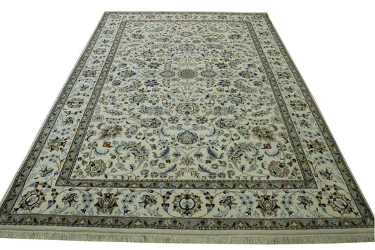 Traditional Fine Nain Wool/silk Hand Knotted Rug 6X9 - w2379