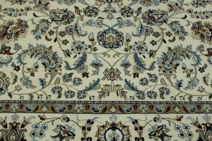 Traditional Fine Nain Wool/silk Hand Knotted Rug 6X9 - w2379