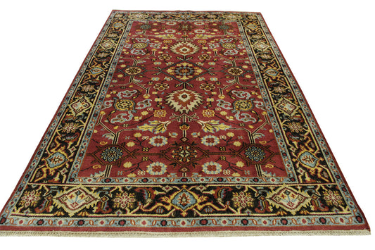 Tribal Floral Serapi Wool Hand Knotted Rug 6X9 - w20269