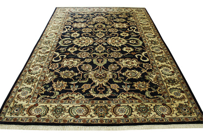 Traditional Indo Mashad Wool Hand Knotted Rug 6X9 - w2263