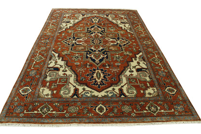 Oushak Antique Sherapi Wool Hand Knotted Rug 6X9 - w20100