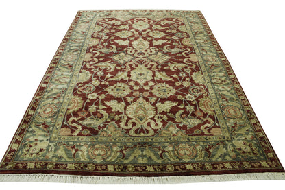 Traditional Mashad Design Wool Hand Knotted Rug 6X9 - w2264