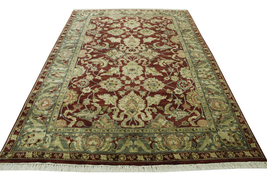 Traditional Mashad Design Wool Hand Knotted Rug 6X9 - w2264