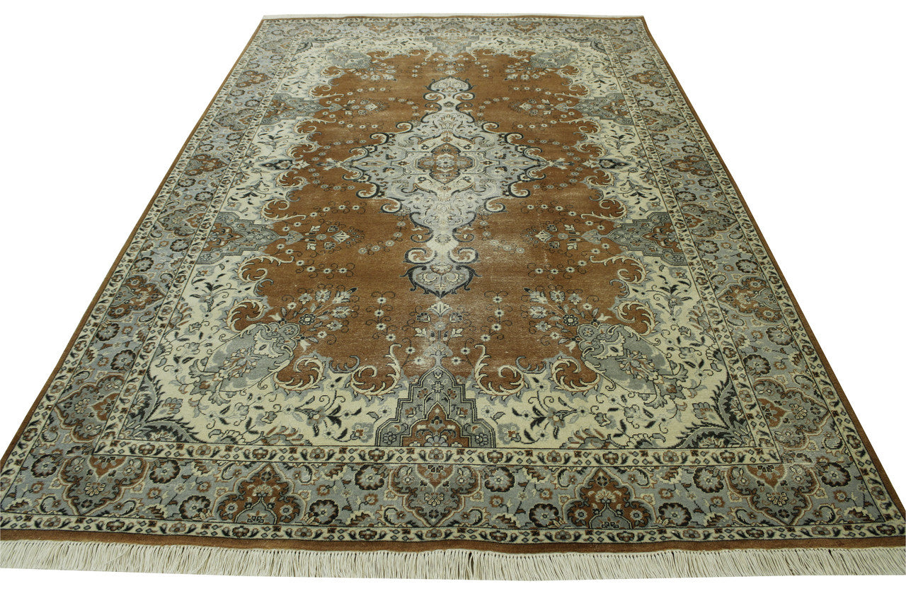 Tribal Vintage Tabriz Wool Hand Knotted Rug 6X9 - w2232
