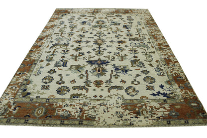 Traditional Broken Design Wool Hand Knotted Rug 6X9 - w2248