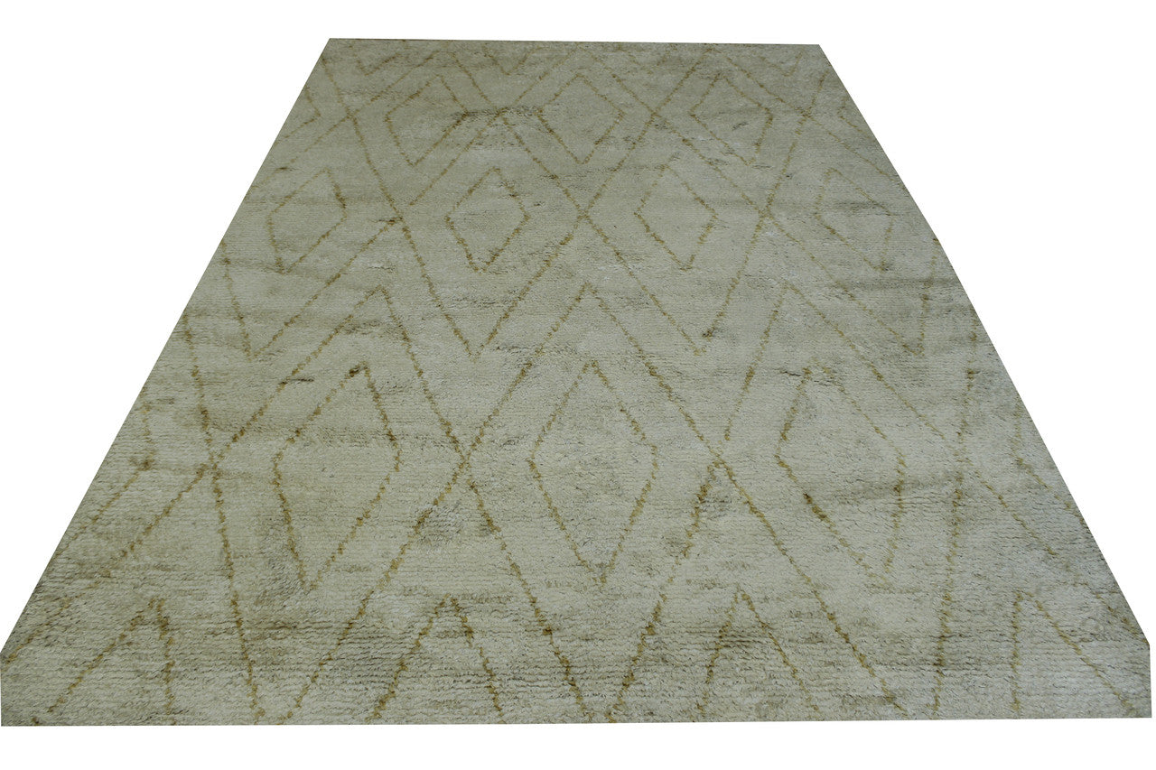 Tribal Moroccan Diamond Pattern Viscose Hand Knotted Rug 6X9 - w2218
