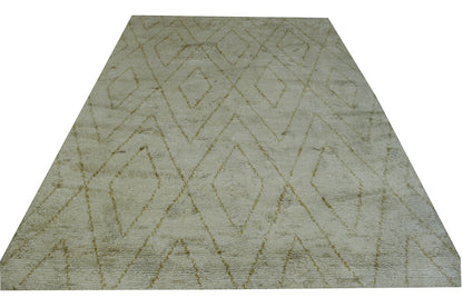 Tribal Moroccan Diamond Pattern Viscose Hand Knotted Rug 6X9 - w2218