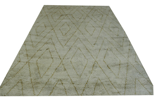 Tribal Moroccan Diamond Pattern Viscose Hand Knotted Rug 6X9 - w2218