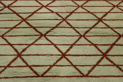 Tribal Moroccan Diamond Pattern Wool Hand Knotted Rug 6X9 - w2285