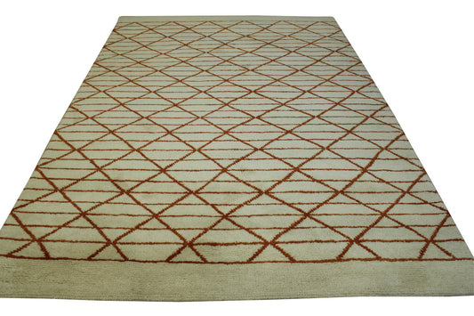 Tribal Moroccan Diamond Pattern Wool Hand Knotted Rug 6X9 - w2285