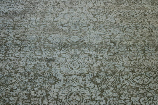 Transitional Abstract Broken Design Wool/silk Hand Knotted Rug 6X9 - w1199