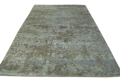 Transitional Abstract Broken Design Wool/silk Hand Knotted Rug 6X9 - w1199