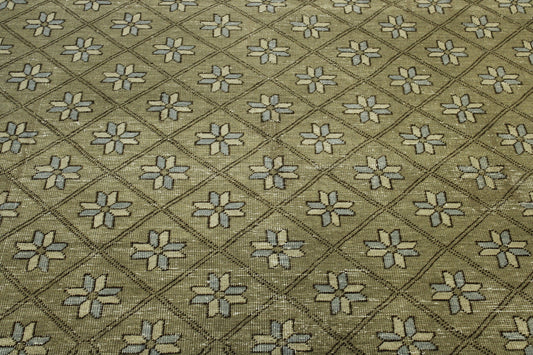 Tribal Flower Kerman Wool Hand Knotted Rug 6X9 - w2239