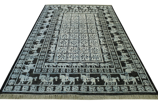 Tribal Sumack Wedding Design Wool/silk Hand Knotted Rug 6X9 - w2221