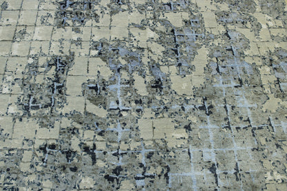Transitional Abstract Design Wool/silk Hand Knotted Rug 6X9 - w2072
