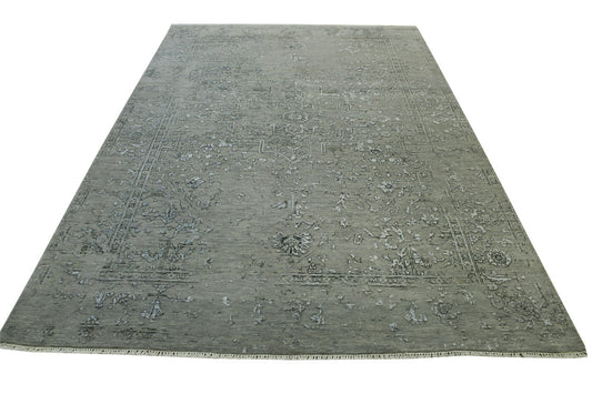 Transitional Broken Heriz Design Wool/silk Hand Knotted Rug 6X9 - w20160