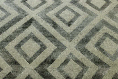 Modern Diamond Design Wool/silk Hand Knotted Rug 5.0X8.0 - w2046