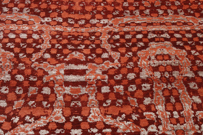 Modern Ikat Design Wool/silk Hand Knotted Rug 5.0X8.0 - w2250