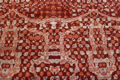 Modern Ikat Design Wool/silk Hand Knotted Rug 5.0X8.0 - w2250