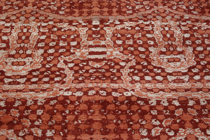 Modern Ikat Design Wool/silk Hand Knotted Rug 5.0X8.0 - w2250