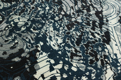 Modern Ikat Design Wool/silk Hand Knotted Rug 5.0X8.0 - w2254
