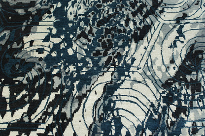 Modern Ikat Design Wool/silk Hand Knotted Rug 5.0X8.0 - w2254