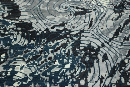 Modern Ikat Design Wool/silk Hand Knotted Rug 5.0X8.0 - w2254