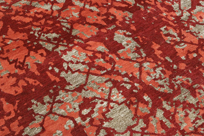 Modern Abstract Design Wool/silk Hand Knotted Rug 5.0X8.0 - W2255