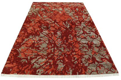 Modern Abstract Design Wool/silk Hand Knotted Rug 5.0X8.0 - W2255