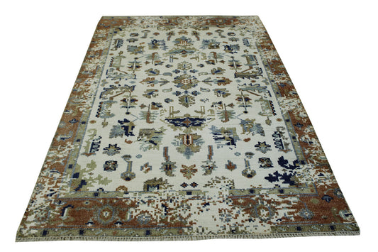 Modern Broken Heriz Design Viscose Hand Loom Rug 5.0X8.0 - W2246