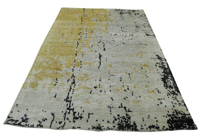 Modern Abstract Design Viscose Hand knotted Rug 5.0X8.0 - w2338