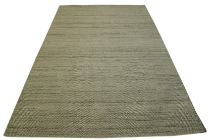 Modern Natural Lowpile Wool Hand Knotted Rug 5.0X8.0 - w3061