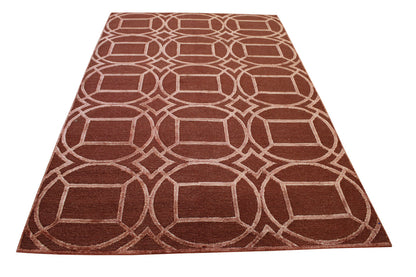 Modern Circle Design Wool/silk Hand Knotted Rug 5.0X8.0 - w3060