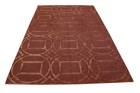 Modern Circle Design Wool/silk Hand Knotted Rug 5.0X8.0 - w3060