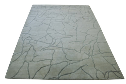 Modern Abstract Design Wool/silk Hand Knotted Rug 5.0X8.0 - w3059