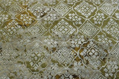 Modern Ikat Design Wool/silk Hand Knotted Rug 5.0X8.0 - w2251