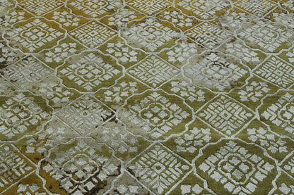 Modern Ikat Design Wool/silk Hand Knotted Rug 5.0X8.0 - w2251